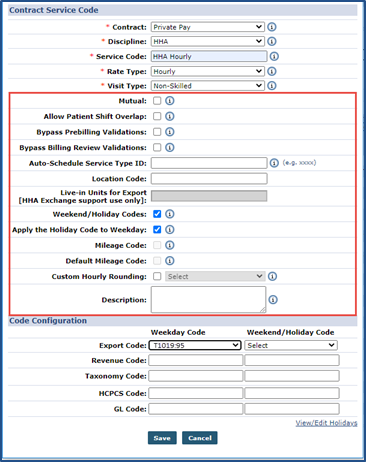 Service Codes